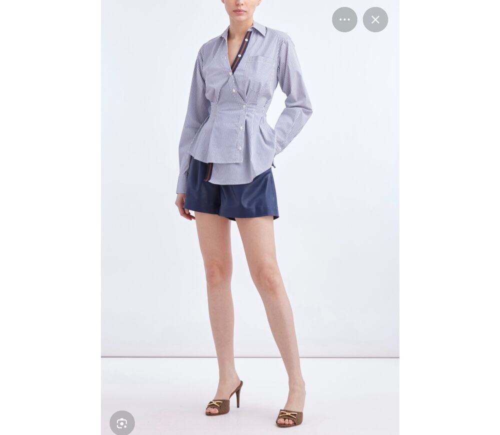 NWT Veronica Beard ROSSMUND Striped Shirt Blue White Size 6